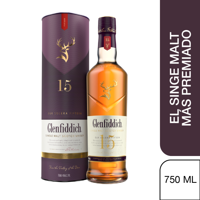 GLENFIDDICH SINGLE MALT SCOTCH WHISKY 15 YEARS OLD 750 ML